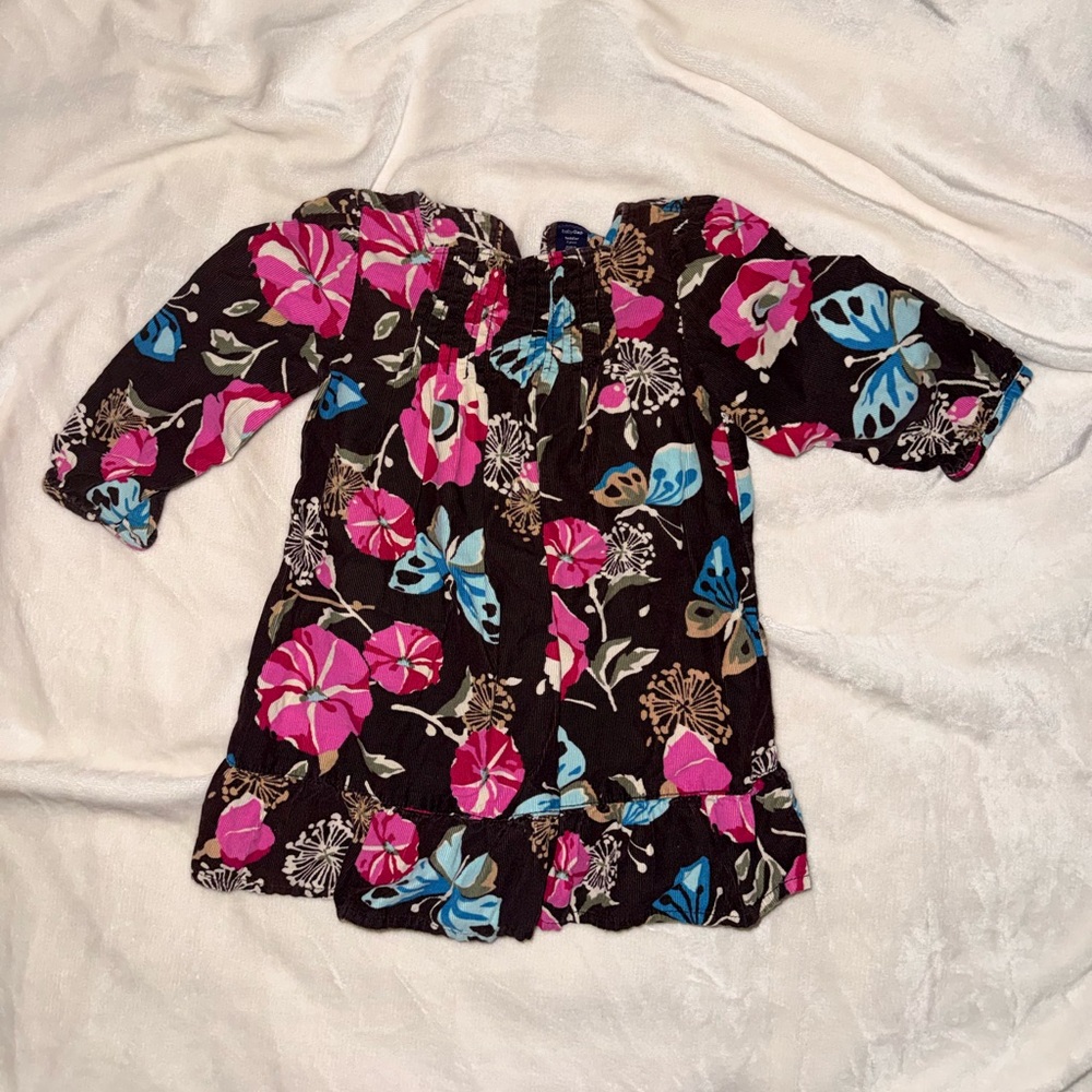 Toddler Girl Baby Gap Brown Floral Corduroy Tiered Dress 2T